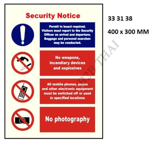 Isps Sign IMPA333138 ISPS CODE SIGN & SECURITY SIGN, 400 x 300 MM, SECURITY ...