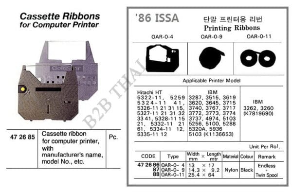 IMPA472685 CASSETTE RIBBON, FOR COMPUTER PRINTER - Thailand Ship Chandler